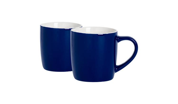 Argon Tableware Coloured Coffee Mugs - 350ml - Navy - Pack of 2