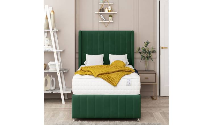 Bed Choices Brisbane King 2 Drawer 54" Headboard Divan Bed Set - Green