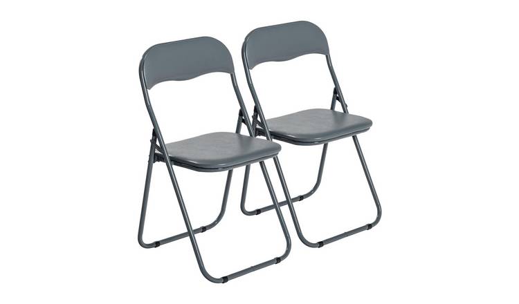 Harbour Housewares Padded Folding Chairs - Grey - Pack of 2