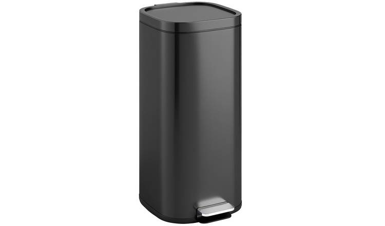 HOMCOM 30L Fingerprint-Resistant Kitchen Pedal Bin with Inner Bucke- Black