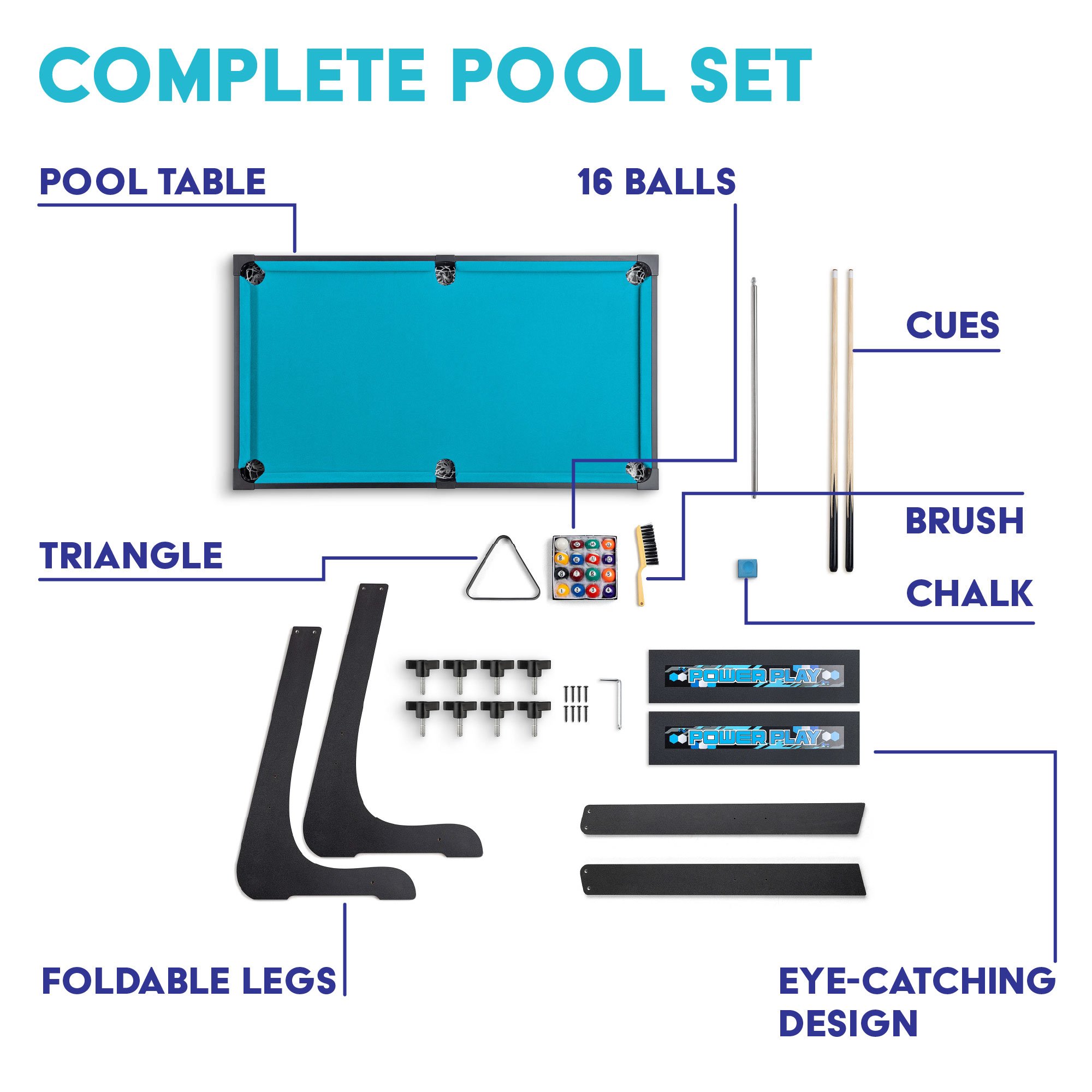 Powerplay Folding Pool Table - 3ft - Image 5