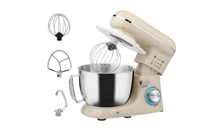 HOMCOM 4.5L 1300W Stand Mixer Food Mixer for Baking 6 Speeds Beige
