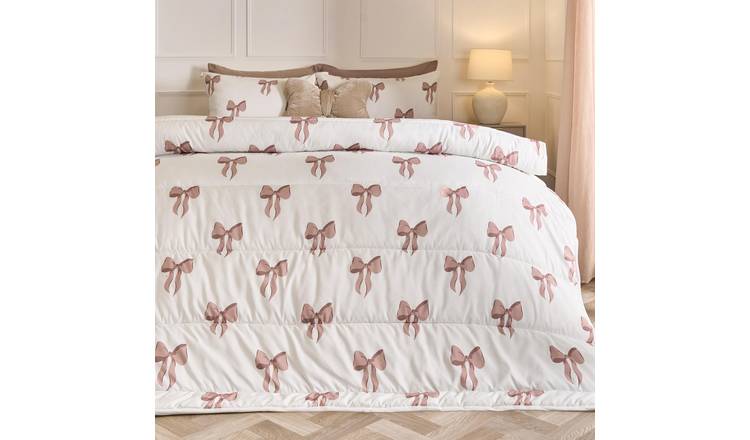OHS Bows 10.5 Tog Coverless Duvet Set Bedding Ivory - King