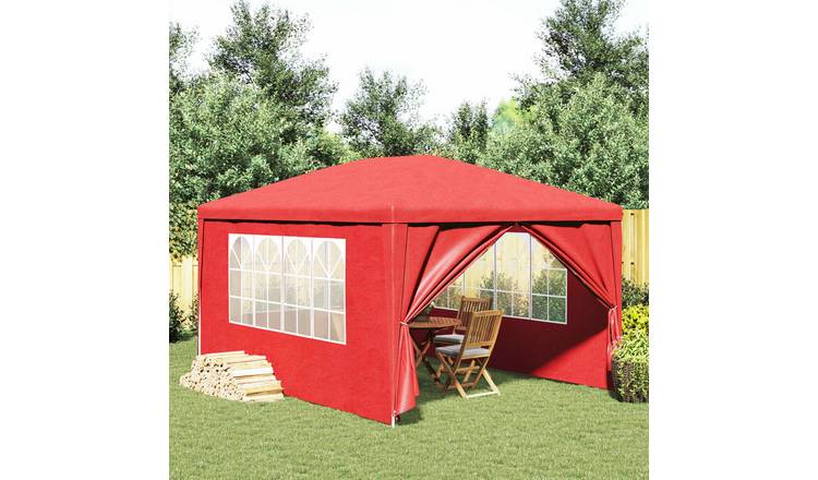 Walplus 400 x 300 x 255 cm PE Steel Frame Garden Party Tent - Red