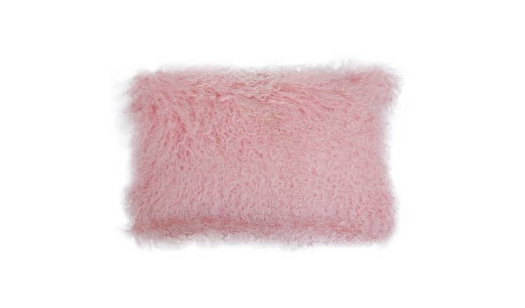 Orsina Bosie Real Mongolian Fur Rectangular Cushion – Pink