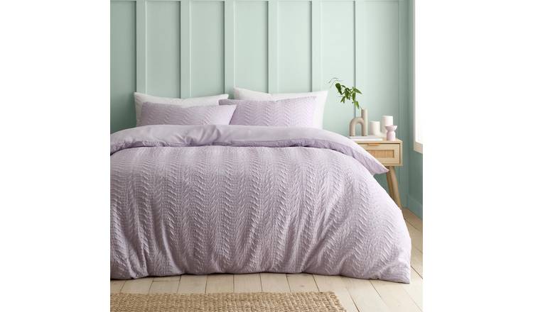 Catherine Lansfield Heatset Wave Duvet Cover Set - Single - Lilac
