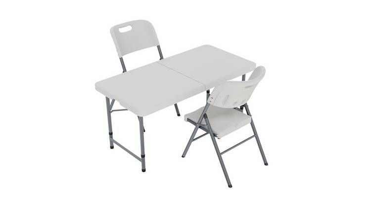 Home Vida 4ft Folding Table & 2 Chairs Dining Set - White