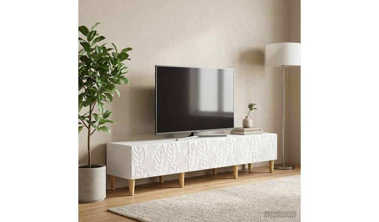 Walplus 3 Drawer Engineered Wood TV Cabinet - White - 147 x 34.5 x 30 cm