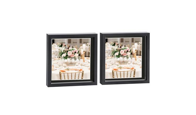 Nicola Spring 3D Box Photo Frames - 10 x 10" with Mount - Set of 2 - Black