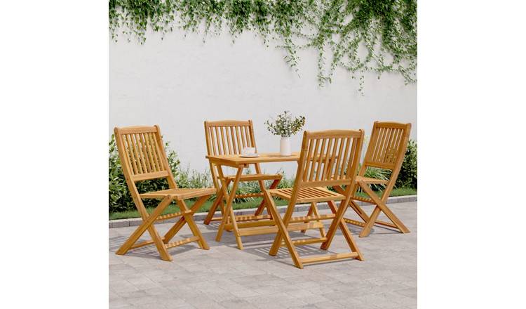 Walplus 5 Piece Acacia Wood Garden Dining Set - Brown - 48.5 x 57 x 91 cm