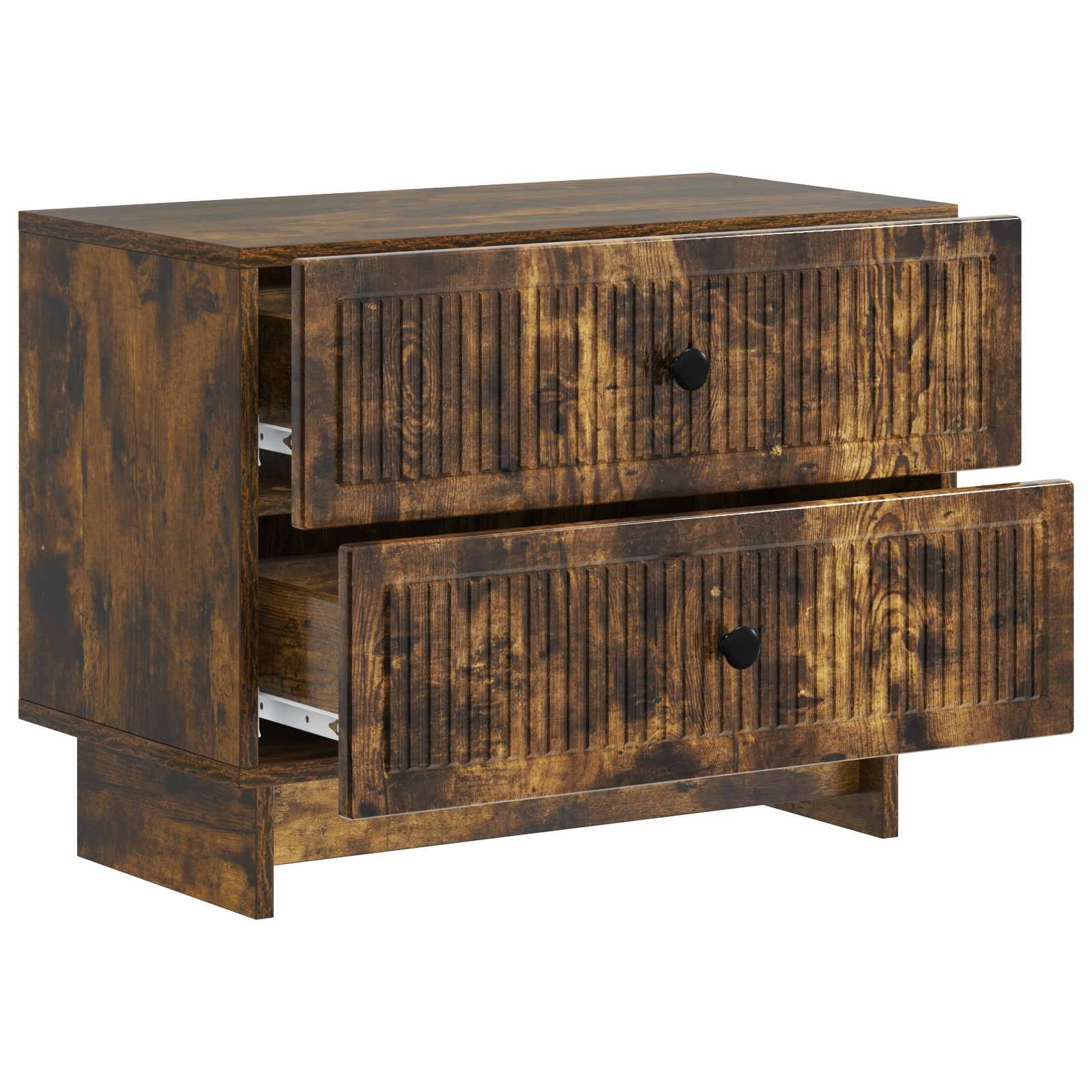 Walplus Engineered Wood Bedside Cabinet - Smoked Oak - 62 x 34.5 x 47.5 cm - Image 4