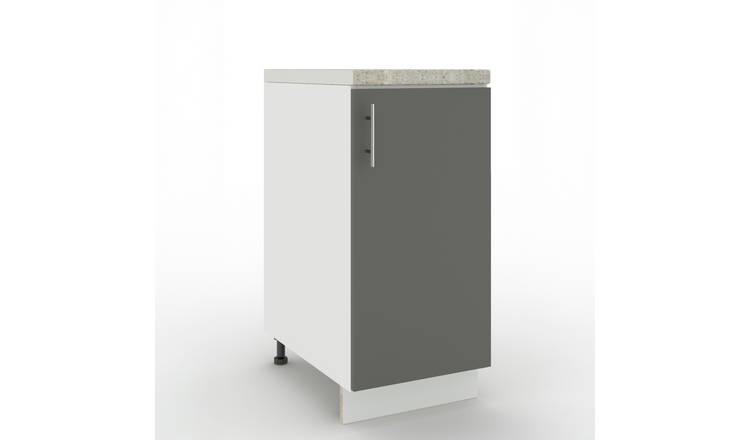 JD Greta 400mm Adjustable Leg Base Cabinet with 1 Door & Worktop - Grey Matt