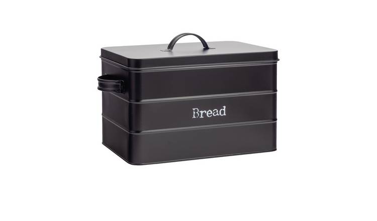 Harbour Housewares Vintage Metal Kitchen Bread Bin - Black