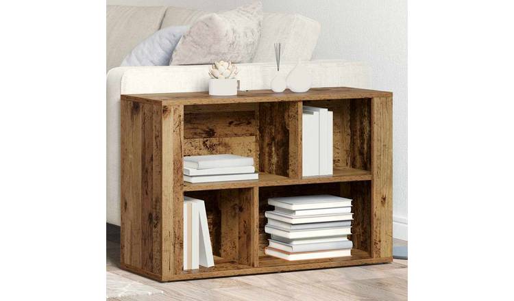 Walplus 2 Shelf Rectangular Sideboard - Old Wood - 80 x 30 x 53 cm