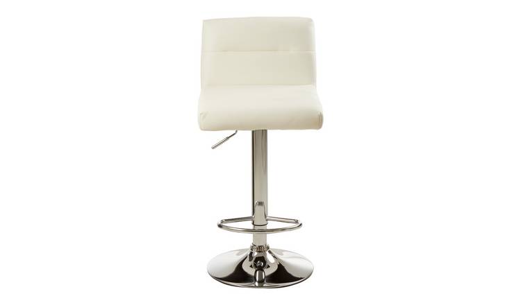 Orsina Baina Faux Leather Adjustable Bar Stool – White & Chrome