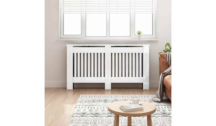 Walplus Engineered Wood Radiator Cover - High Gloss White - 152 x 19 x 81.5 cm