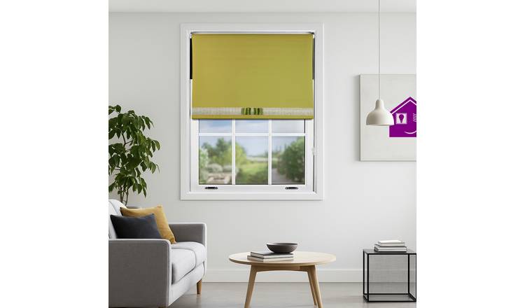 Furnished Green Blackout Roller Blind Diamante Strip and Bow - 90 x 210cm