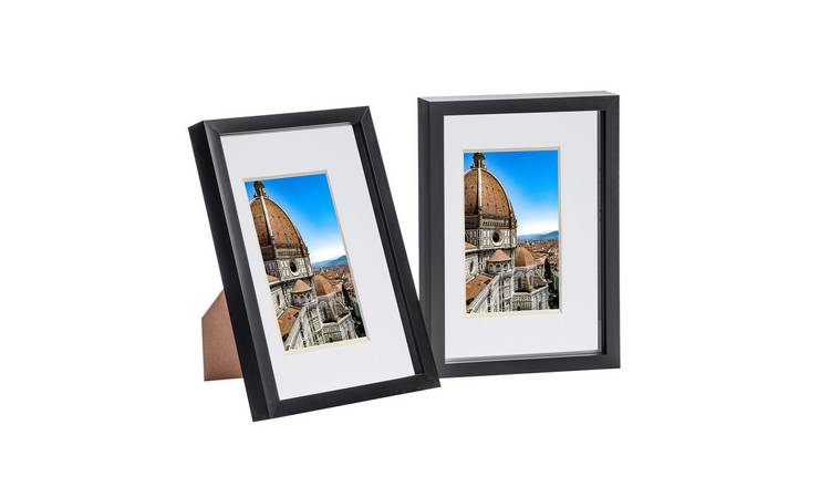 Nicola Spring 3D Box Photo Frames - 8x12" with Mount - Black - Set of 2