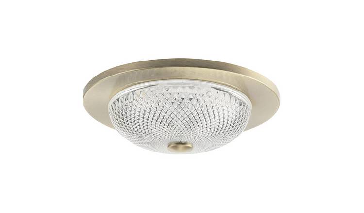 Happy Homewares Antique Brass with Clear Diamond Bathroom Ceiling Light - 27cm