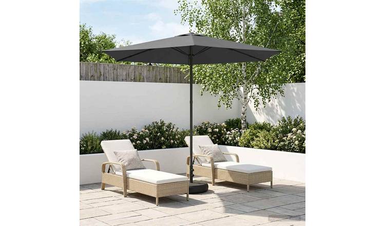 Walplus Rectangular Polyester Garden Parasol - Anthracite - 269 x 269 x 228 cm