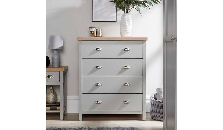 Home Source Avon 4 Drawer Chest - Grey