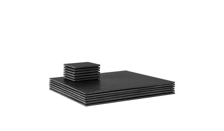 Argon Tableware 12 Piece Linea Square Slate Placemats & Coasters Set