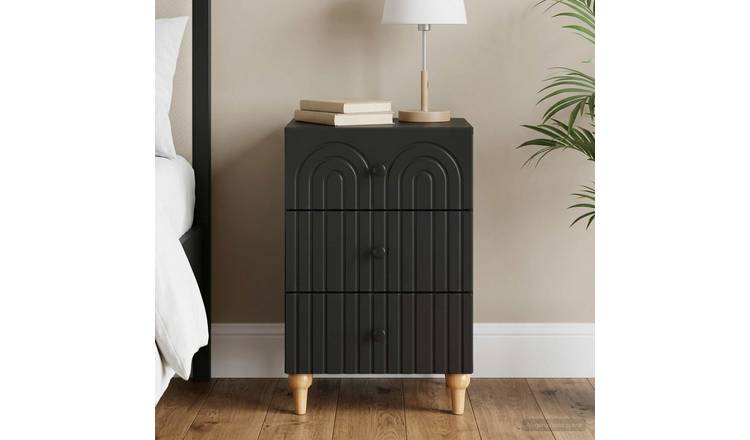 Walplus Engineered Wood Bedside Table - Black - 43 x 41 x 66.5 cm