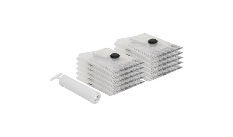Harbour Housewares Vacuum Storage Bags with Hand Pump - M (50 x 70cm) Set of 10
