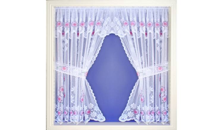 Tyrone Textiles Primrose Rod Pocket Curtain Window Set - 135 x 137cm - Purple