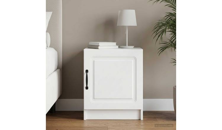 Walplus Engineered Wood Bedside Cabinet - White - 43 x 34.5 x 47 cm