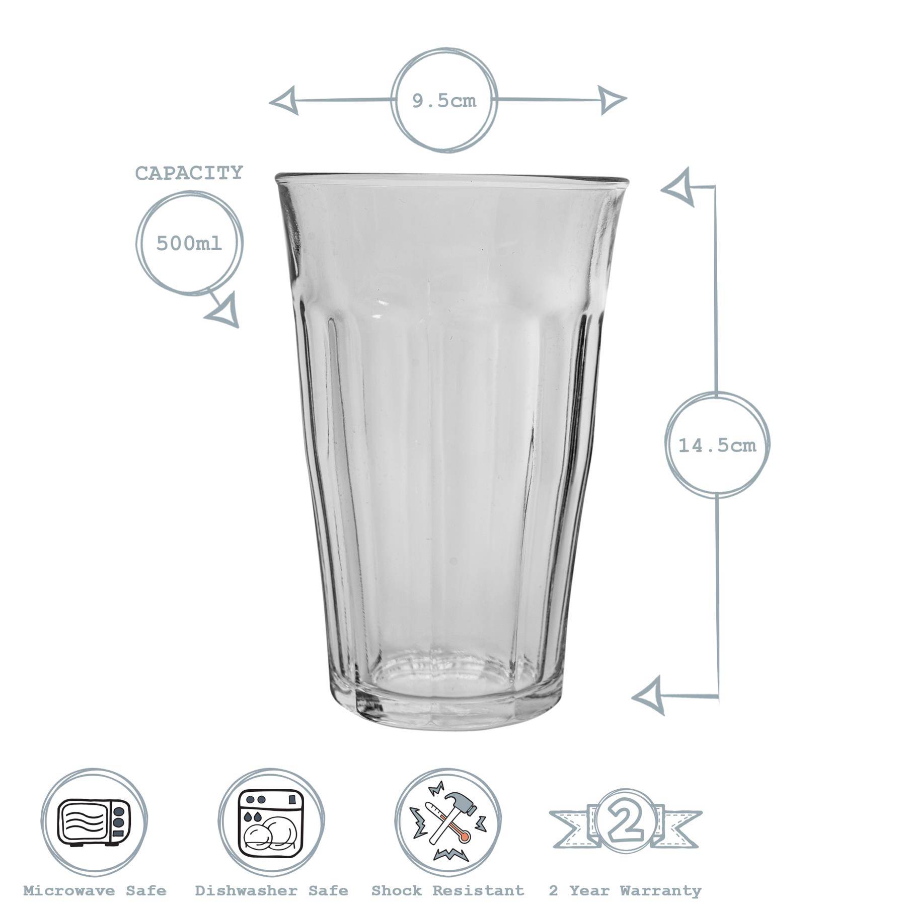 Duralex Picardie 500ml Drinking Glass Tumblers Pack of 6 - Clear - Image 3