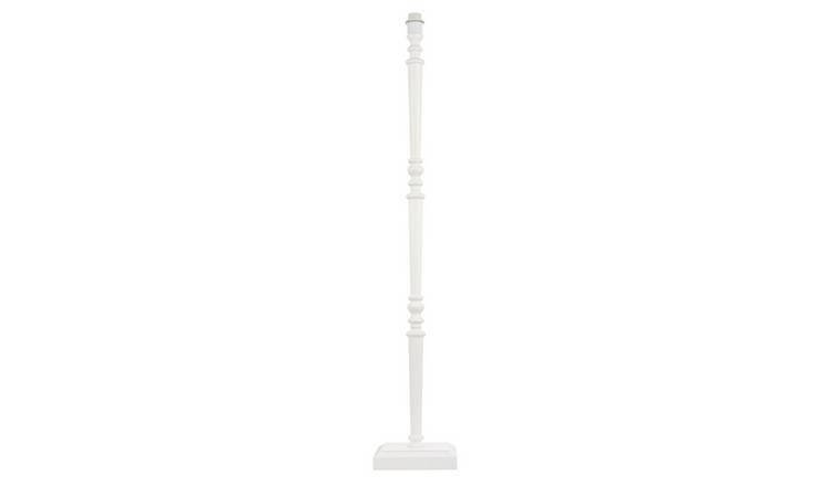 Happy Homewares Chic White Wood Standing with Square Base Floor Lamp - 23cm