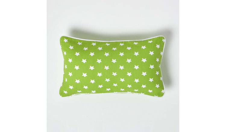 Homescapes Green Cotton Stars Rectangular Cushion Cover - 30 x 50 cm