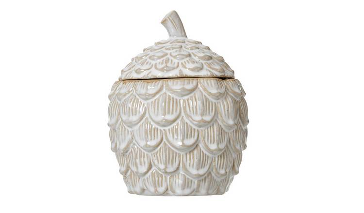 Hill Interiors Pine Cone Ceramic Trinket Dish - 16cm x 13cm x 13cm - White