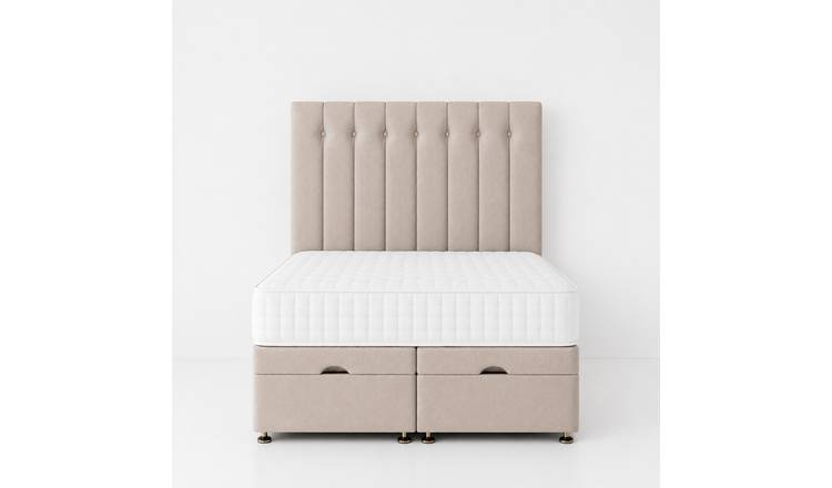 Comfy Deluxe Leo 5ft King Size Plush Velvet End Lift Ottoman Bed Set - Coffee