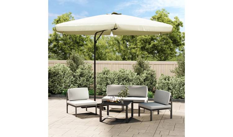 Walplus Polyester Garden Parasol - Sand White - 300 x 250 cm