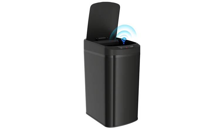 HOMCOM 12L Stainless Steel Automatic Touchless Motion Sensor Bin - Black