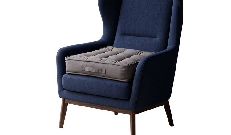 Homescapes Cotton Armchair Booster Cushion - Charcoal