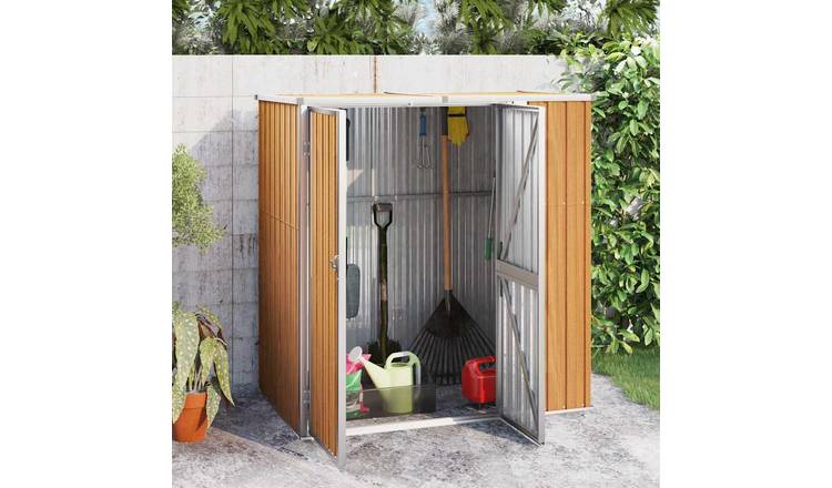 Walplus Galvanised Steel Tool Shed Metal Large - Brown - 161 cm