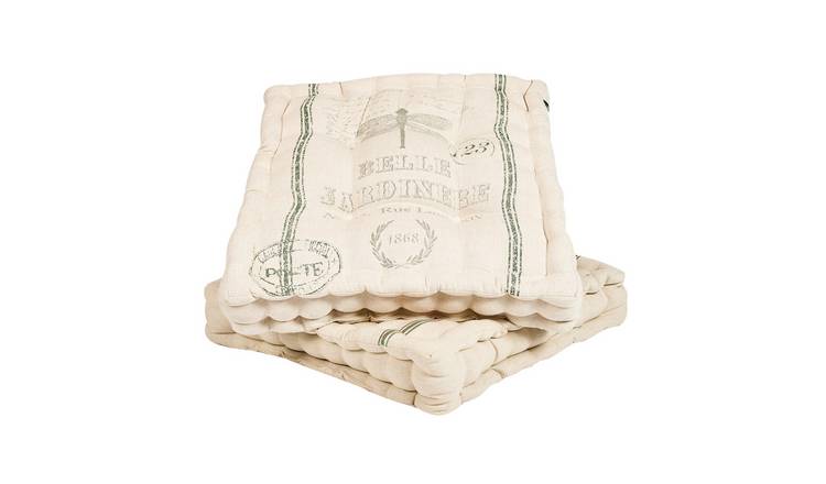 Dibor Set of 2 Belle Jardinere Outdoor Garden Chair Cushion Seat Pads - Green