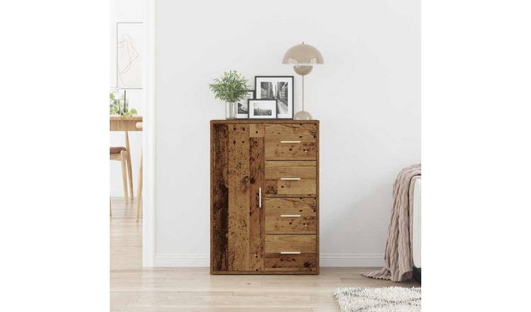 Walplus Engineered Wood Sideboard - Old Wood - 60 x 31 x 84 cm