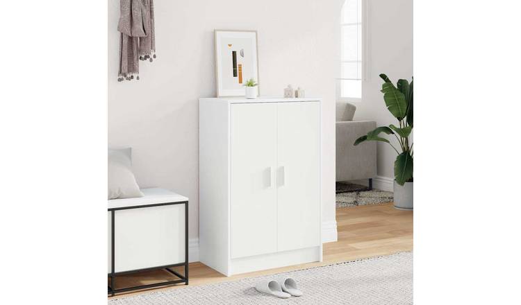 Walplus Engineered Wood Shoe Cabinet - White - 60 x 35 x 92 cm