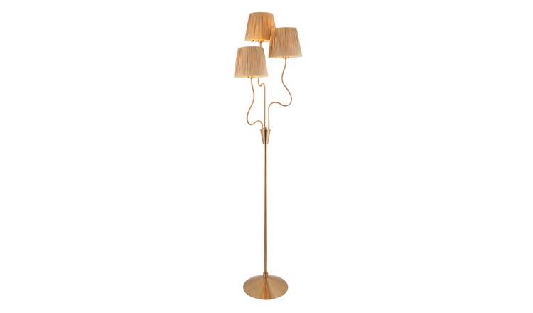 Loops Direct 42.3cm Diameter Raffia Floor Lamp - Brass and Raffia