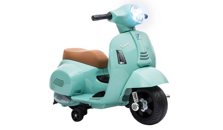HOMCOM Vespa 6V 18-36 Months Removable Training Wheels Motorcycle - Green