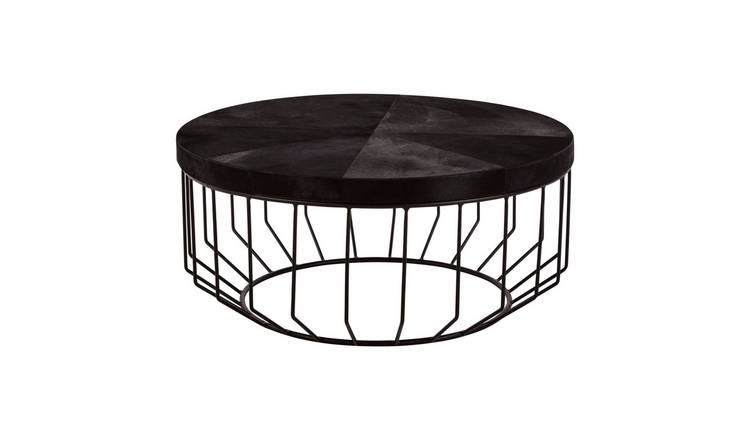 Orsina Kensington Townhouse Hair-On Leather Coffee Table – Black and Silver