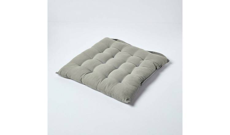 Homescapes Cotton Seat Pad Chair Cushion - Grey