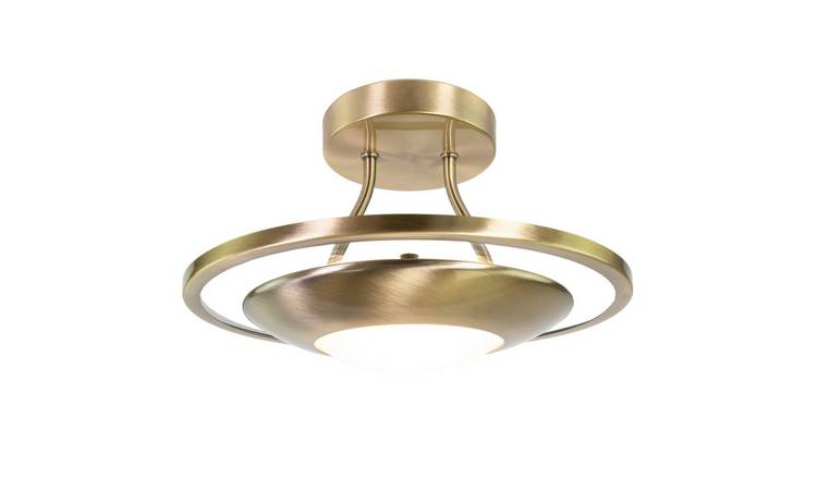 Happy Homewares Antique Brass Modernistic Semi Flush Eco Ceiling Light - 30cm