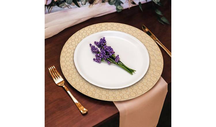 Orsina Dia Charger Plate With Octagon Pattern Rim - Gold