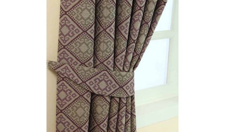 Homescapes Pack of 2 Aztec Jacquard Curtain Tie Backs – Purple