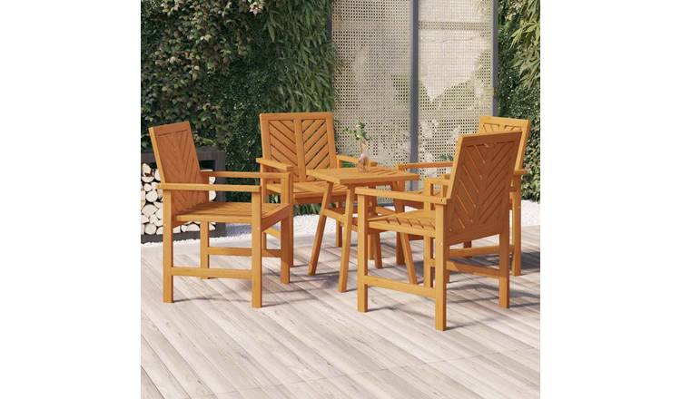 Walplus 4 Piece Wood Garden Dining Chairs - Brown - 62 x 59 x 88 cm